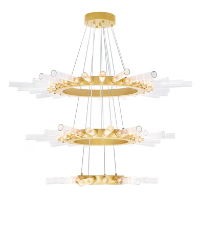 1121P48-63-602 Collar 63 Light Chandelier With Satin Gold Finish