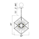 1178P22-6-601 Starburst 6 Light Chandelier With Chrome & Black Finish