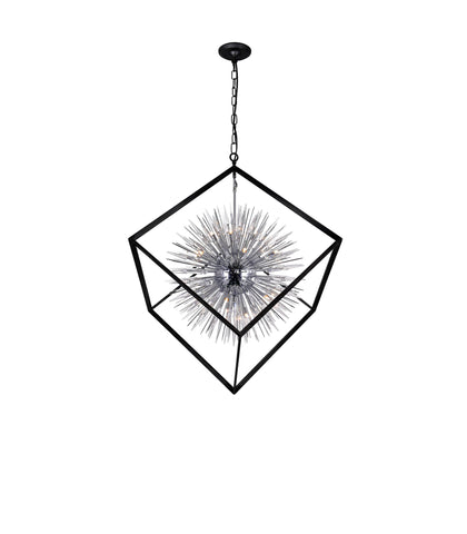 1178P44-20-601 Starburst 20 Light Chandelier With Chrome & Black Finish