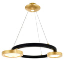 1215P20-2-625 Deux Lunes LED Chandelier With Sun Gold & Black Finish