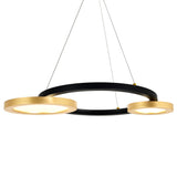 1215P29-2-625 Deux Lunes LED Chandelier With Sun Gold & Black Finish