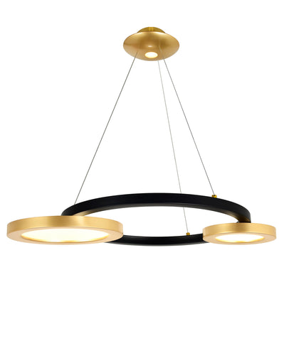 1215P29-2-625 Deux Lunes LED Chandelier With Sun Gold & Black Finish