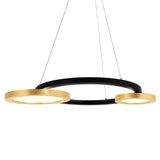 1215P37-2-625 Deux Lunes LED Chandelier With Sun Gold & Black Finish