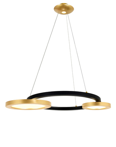 1215P37-2-625 Deux Lunes LED Chandelier With Sun Gold & Black Finish