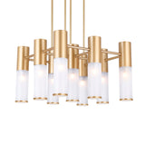 1221P20-16-625 Pipes 16 Light Chandelier With Sun Gold Finish