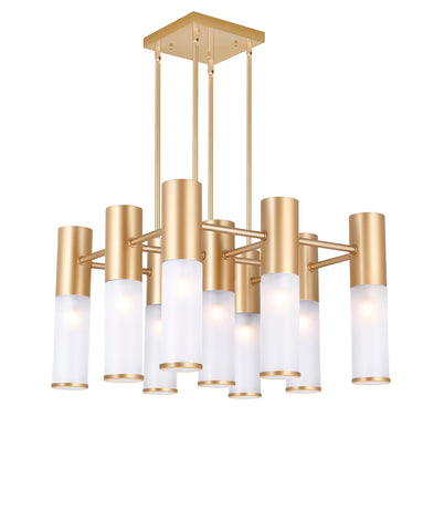 1221P20-16-625 Pipes 16 Light Chandelier With Sun Gold Finish