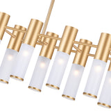 1221P32-12-625 Pipes 12 Light Island Pool Table Chandelier With Sun Gold Finish