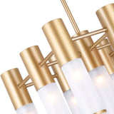 1221P38-21-625 Pipes 21 Light Island Pool Table Chandelier With Sun Gold Finish