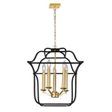 1223P16-5-602 Tudor 5 Light Chandelier With Satin Gold & Black Finish