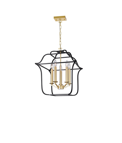 1223P16-5-602 Tudor 5 Light Chandelier With Satin Gold & Black Finish