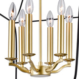 1223P20-6-602 Tudor 6 Light Chandelier With Satin Gold & Black Finish