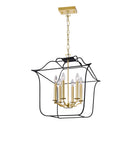 1223P20-6-602 Tudor 6 Light Chandelier With Satin Gold & Black Finish