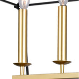 1223P36-6-602 Tudor 6 Light Island Pool Table Chandelier With Satin Gold & Black Finish