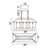 1223P36-6-602 Tudor 6 Light Island Pool Table Chandelier With Satin Gold & Black Finish