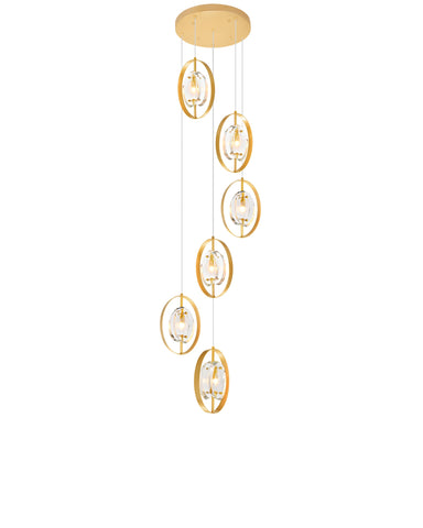 1224P21-6-625 Iris 6 Light Pendant With Sun Gold Finish