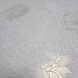 12392, FJ41204 Light gray off white gold metallic Floral Morrissey Flowers Frost Wallpaper roll
