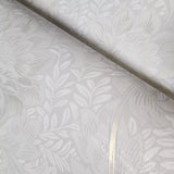 12392, FJ41204 Light gray off white gold metallic Floral Morrissey Flowers Frost Wallpaper roll
