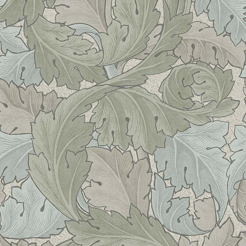 124228 William Morris Acanthus Sage Duck Egg Wallpaper