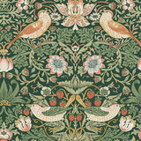 124234 William Morris Strawberry Thief Rich Green Wallpaper 