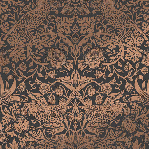 124236 William Morris Strawberry Thief Charcoal Wallpaper