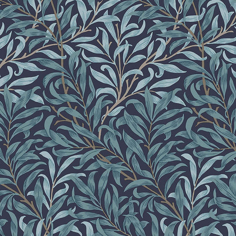 124246 William Morris Willow Bough Deep Blue Wallpaper 