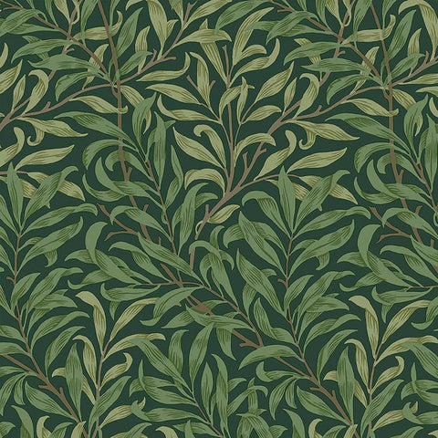 124247 William Morris Willow Bough Deep Green Wallpaper