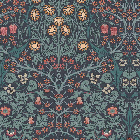 124251 William Morris Blackthorn Navy Wallpaper 