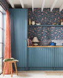 124259 William Morris Bird Pomegranate Navy Wallpaper