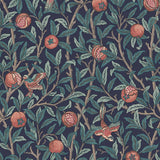 124259 William Morris Bird Pomegranate Navy Wallpaper