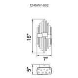 1245W7-1-602 Millipede 7 in LED Satin Gold Wall Sconce