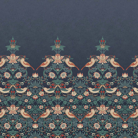 125292FXST William Morris Strawberry Thief Navy Mural