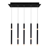 1262P22-5-101 Flute 5 Light LED Chandelier With Black Finish