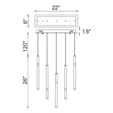 1262P22-5-101 Flute 5 Light LED Chandelier With Black Finish