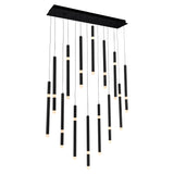 1262P32-14-101 Flute 14 Light LED Chandelier With Black Finish