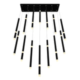 1262P32-14-101 Flute 14 Light LED Chandelier With Black Finish