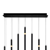 1262P32-14-101 Flute 14 Light LED Chandelier With Black Finish