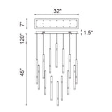 1262P32-14-101 Flute 14 Light LED Chandelier With Black Finish