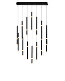 1262P32-14-101 Flute 14 Light LED Chandelier With Black Finish