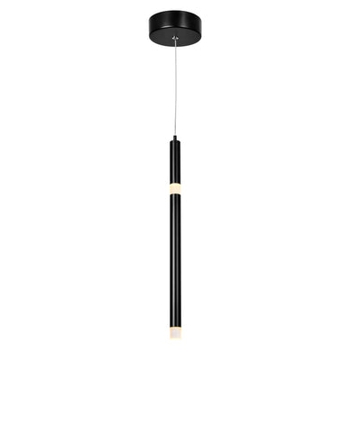 1262P5-1-101 Flute 1 Light LED Pendant With Black Finish