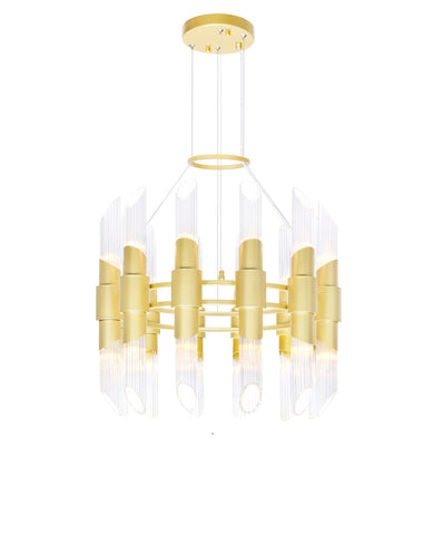 1269P24-24-602 Croissant 24 Light Chandelier With Satin Gold Finish