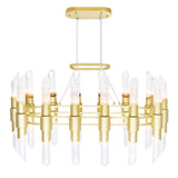 1269P39-28-602-O Croissant 28 Light Chandelier With Satin Gold Finish