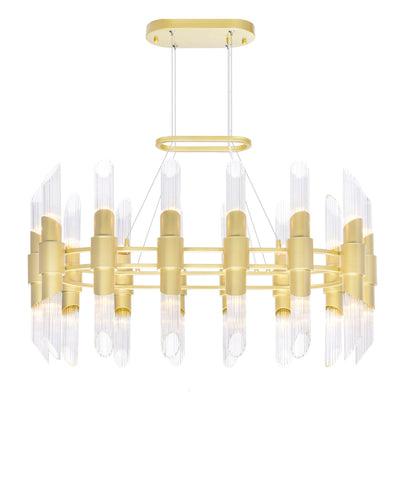 1269P39-28-602-O Croissant 28 Light Chandelier With Satin Gold Finish