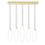 1273P23-5-602-RC Hoops 5 Light LED Chandelier With Satin Gold Finish