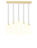 1273P23-5-602-RC Hoops 5 Light LED Chandelier With Satin Gold Finish