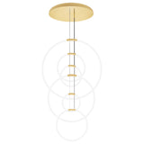 1273P35-6-602-R Hoops 6 Light LED Chandelier With Satin Gold Finish