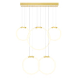 1273P44-5-602-RC Hoops 5 Light LED Chandelier With Satin Gold Finish