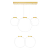 1273P44-5-602-RC Hoops 5 Light LED Chandelier With Satin Gold Finish