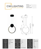 1297P10-1-101 Pulley 10 in LED Black Mini Pendant