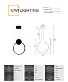 1297P12-1-101 Pulley 12 in LED Black Mini Pendant