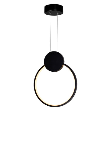 1297P12-1-101 Pulley 12 in LED Black Mini Pendant